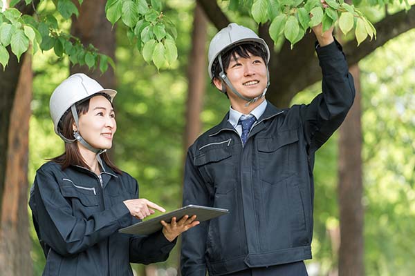 公園整備の打ち合わせを行う二人